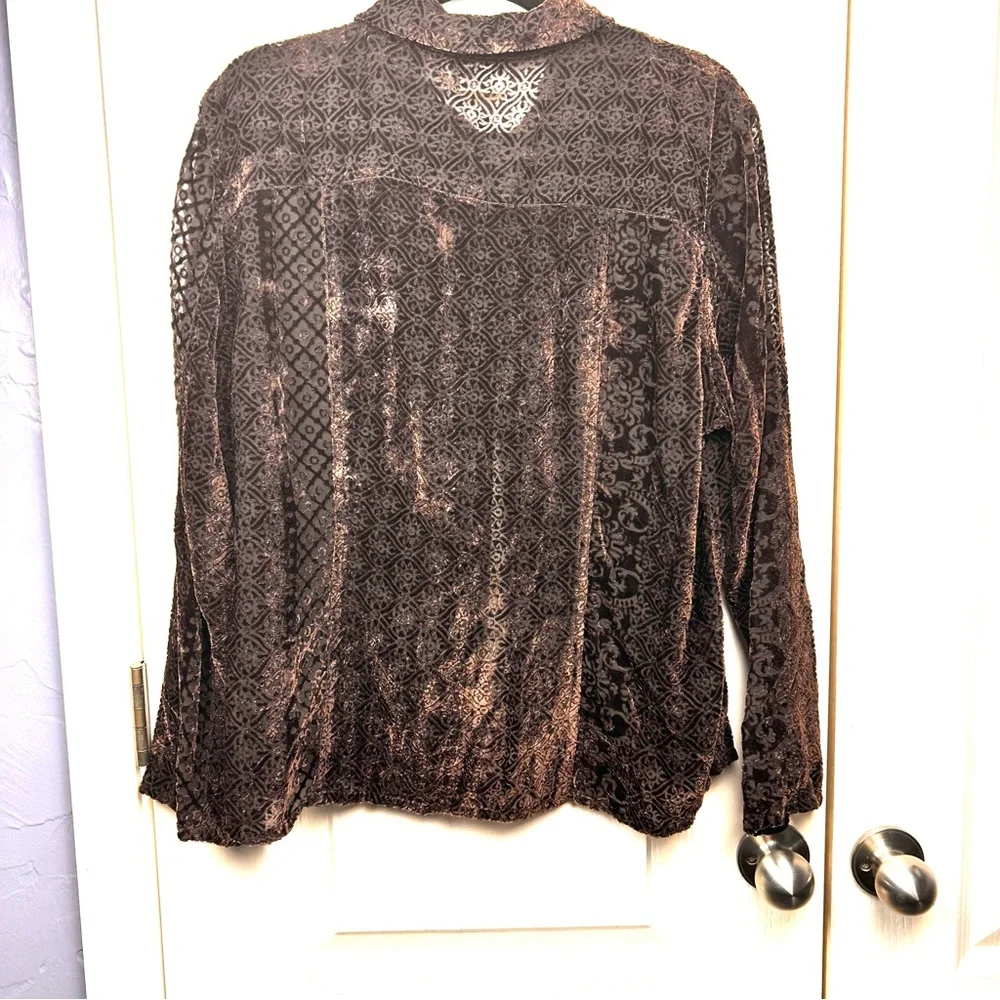 Chico's Rich Brown Patterned Blouse - Picture 1 of 7
